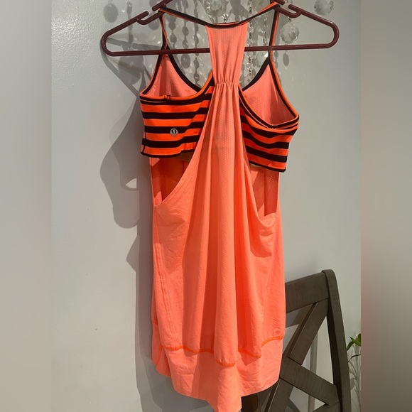 Lululemon No Limits Activewear Tank Bra Cut Out Orange Navy Stripes size 8 A041 - Picture 5 of 6